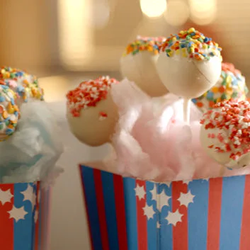 Cake Pops Dipped in White Chocolate Sprinkles